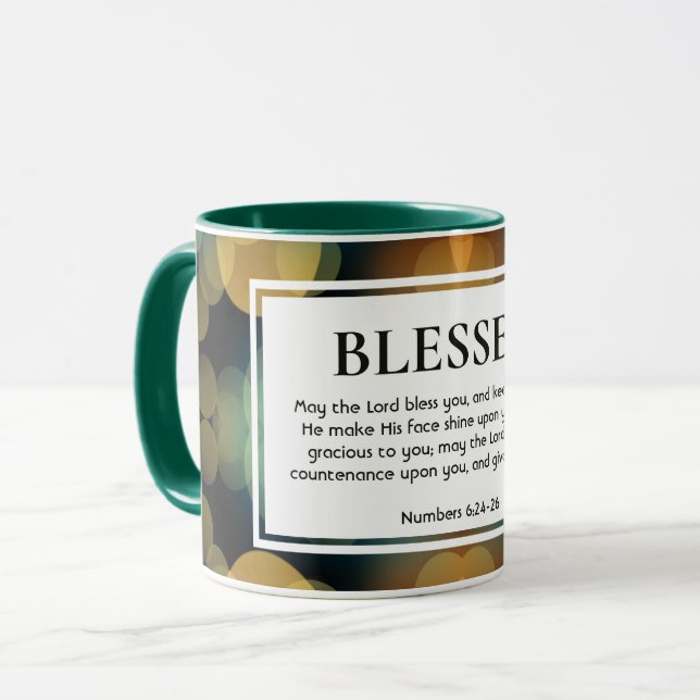 Stylish Bokeh Personalizable BLESSED Christian Mug (Front Left)