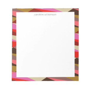 Stylish Bold 60s Geometric Border Personalized Notepad