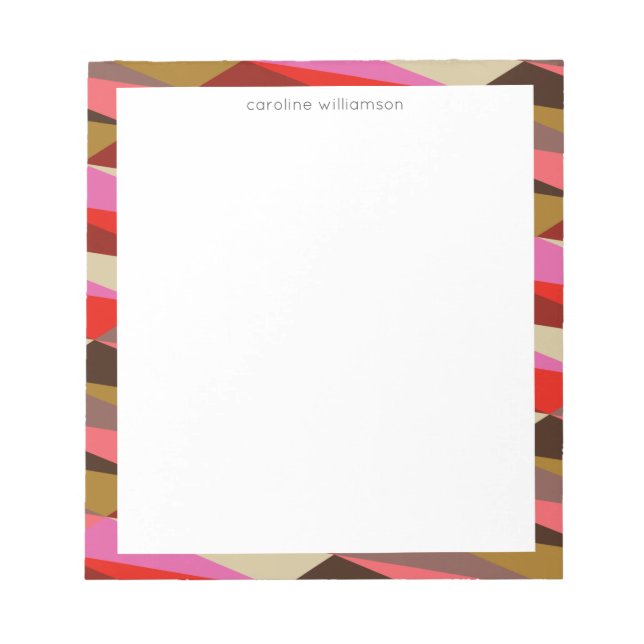 Stylish Bold 60s Geometric Border Personalized   Notepad (Front)