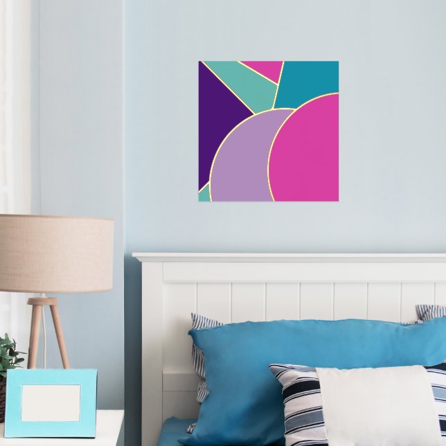 Stylish Bold Modern Abstract Gold Foil Prints (In Situ (Bedroom))