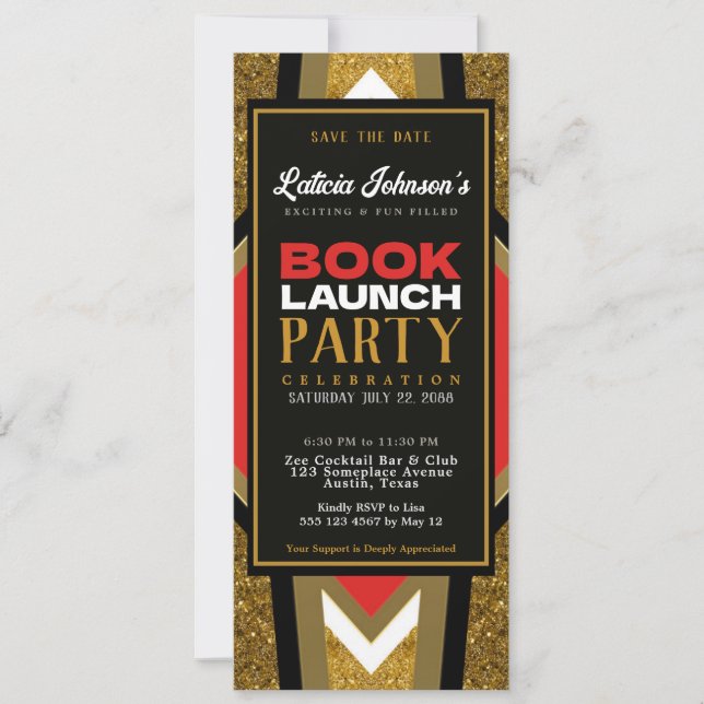 Stylish Bold Modern Geometric Book Launch Invitation (Front)