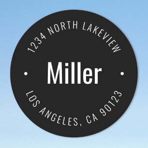 Stylish Bold Name & Circular Text Classic Round Sticker