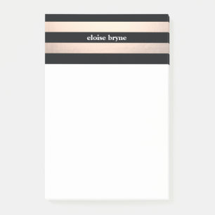 Stylish Bold Rose Gold and Black Striped Modern Post-it Notes