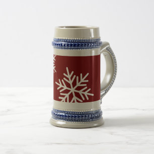 Stylish Bold White Snowflakes On Bright Royal Blue Beer Stein