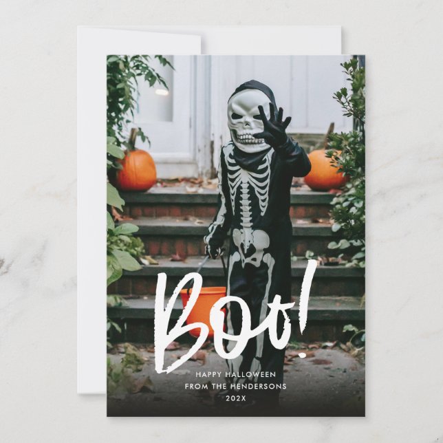 Stylish Boo Halloween  Holiday Card (Front)