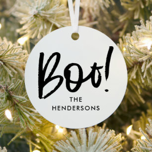 Stylish Boo Halloween Tree Metal Ornament