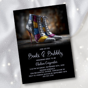 Stylish Boots and Bubbly Bridal Shower Invitation