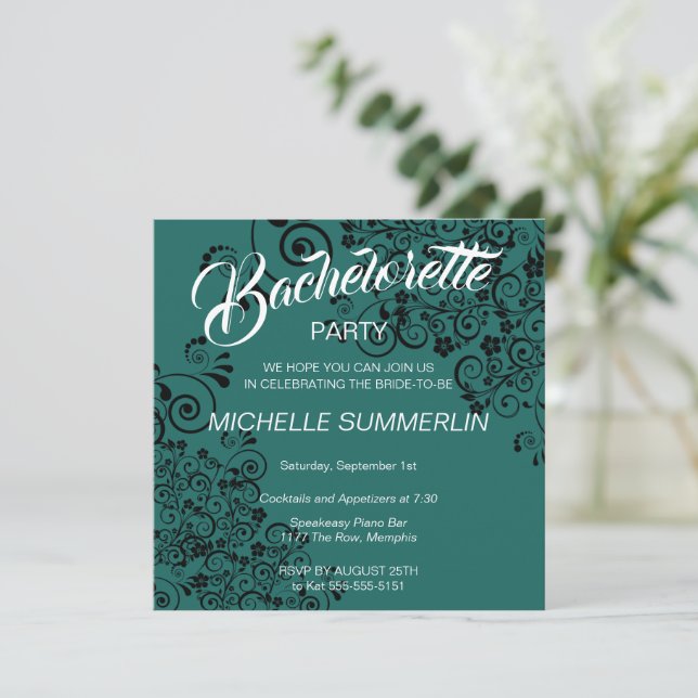 Stylish Border Bachelorette Party Invitation (Standing Front)