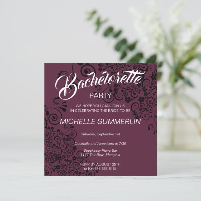Stylish Border Bachelorette Party Invitation (Standing Front)