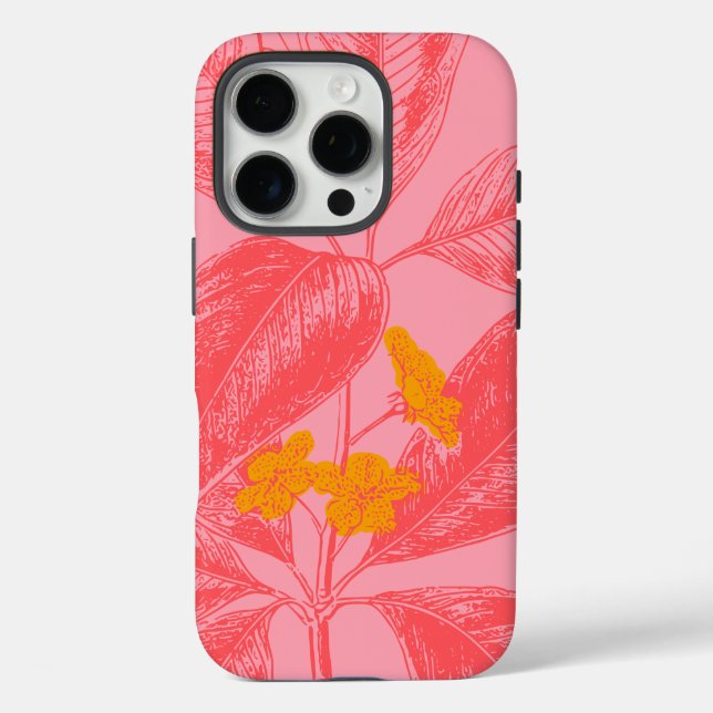Stylish Botanical Chic Floral Garden Pink Red Case-Mate iPhone Case (Back)