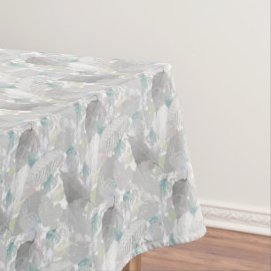 Stylish Botanical pattern. Grey,silver, turquoise Tablecloth