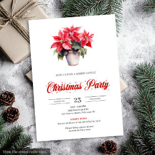 Stylish Botanical Watercolor Holiday Christmas  Invitation