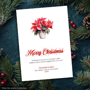 Stylish Botanical Watercolor Merry Christmas Card