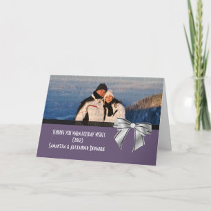 Stylish Bow Holiday Greeting Card, Purple Card