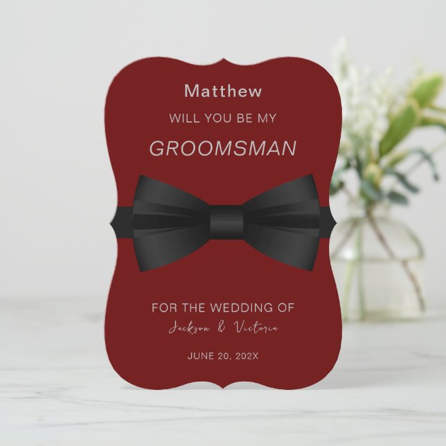 Stylish Bowtie Groomsman Invitation (Standing Front)