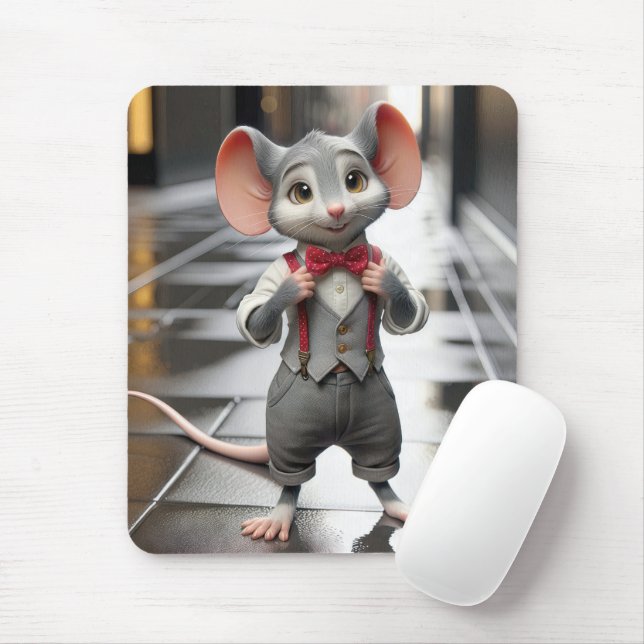 Stylish Boy Mouse With Suspenders Mouse Pad (With Mouse)