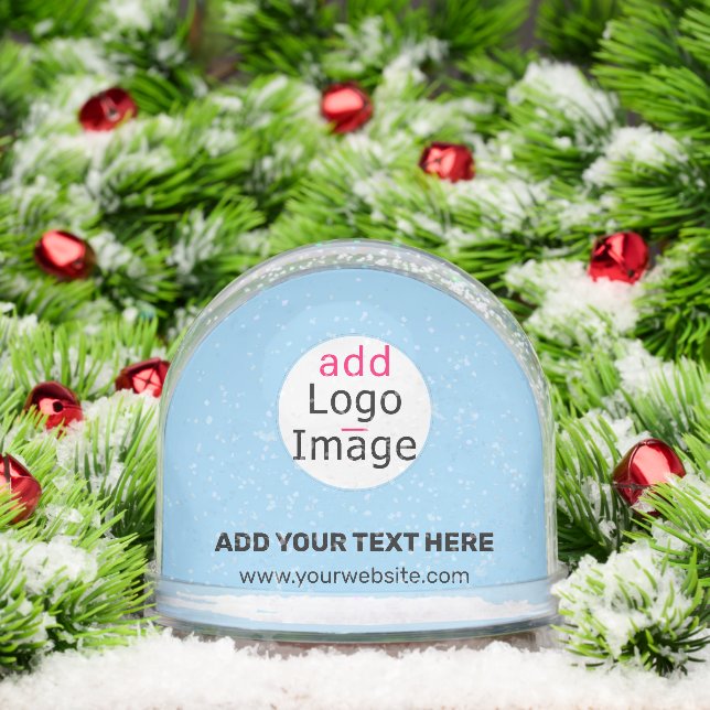 Stylish Branding Chic Customizable Logo Pale Blue Snowglobe (Christmas)