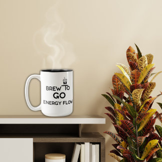 Stylish Brew To Go Energy Flow Black And White Mug