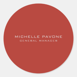 Stylish Brick Red & Grey Simple Plain Professional Classic Round Sticker