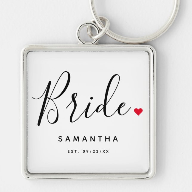 Stylish Bride Wedding Keychain (Front)