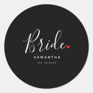Stylish Bride Wedding T Shirt  Classic Round Sticker