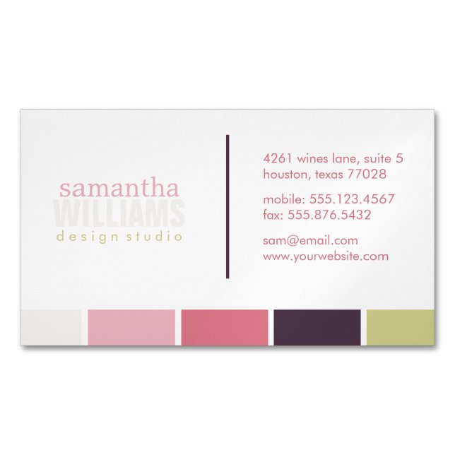 Stylish Bright Colour Blocks Magnetic Business Card (Front)