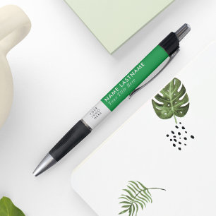 Stylish Bright Green White Custom Logo Business Pen