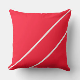 Stylish Bright Nautical Red White Diagonal Stripes Outdoor Pillow