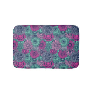 Stylish bright pattern of gorgeous flowers bath mat