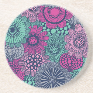 Stylish bright pattern of gorgeous flowers coaster
