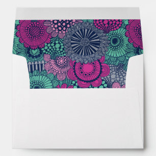 Stylish bright pattern of gorgeous flowers envelope