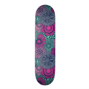 Stylish bright pattern of gorgeous flowers skateboard
