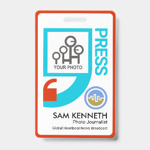 Stylish Bright Quotation Mark Motif Press Reporter Badge