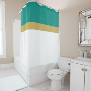 Stylish Bright White Teal Matte Golden Tan Stripes