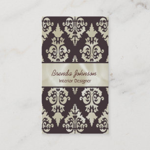 Stylish Brown and Cream Damask Business Card