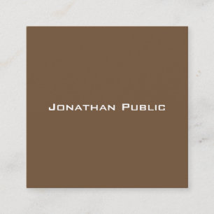 Stylish Brown Artistic Simple Modern Trendy Plain Square Business Card
