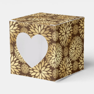 Stylish Brown & Gold Dahlias Pattern  Favor Box