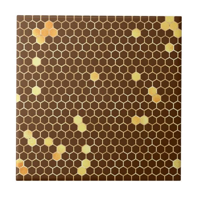 Stylish Brown Gold Honeycomb Tile (Front)