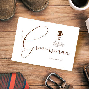 Stylish Brown Groomsman Wedding Simple Proposal Invitation