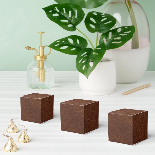 Stylish Brown Leather Texture Event Classic Favor Box (Multiple)