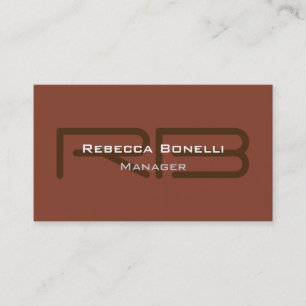 Stylish Brown Monogram Minimalist Plain Simple Business Card