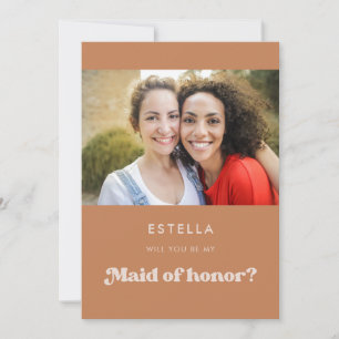 Stylish brown sugar Maid of Honour proposal card