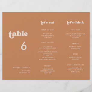 Stylish Brown sugar Menu & Table number trifold