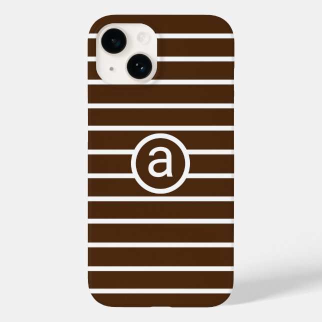 Stylish brown White pattern Monochromatic Name Case-Mate iPhone Case (Back)
