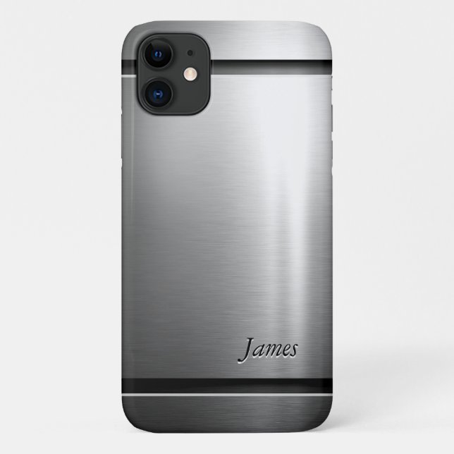 Stylish Brush Metal Stainless Steel Look Case-Mate iPhone Case (Back)