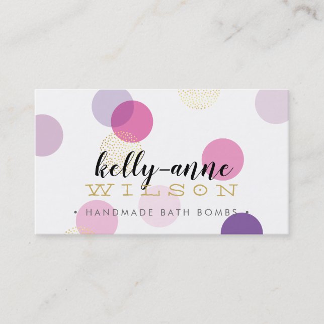 STYLISH BUBBLES SPOTS glam luxe gold bath bomb Business Card (Front)