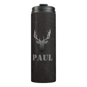 Stylish Buck Black Personalized Name masculine Thermal Tumbler