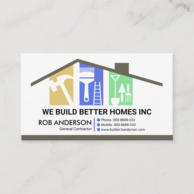 Stylish Building Rooftop Professional Contractor Business Card (Front)