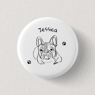 Stylish Bulldog Minimalist  1 Inch Round Button