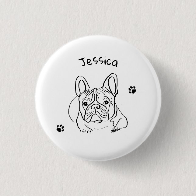 Stylish Bulldog Minimalist  1 Inch Round Button (Front)